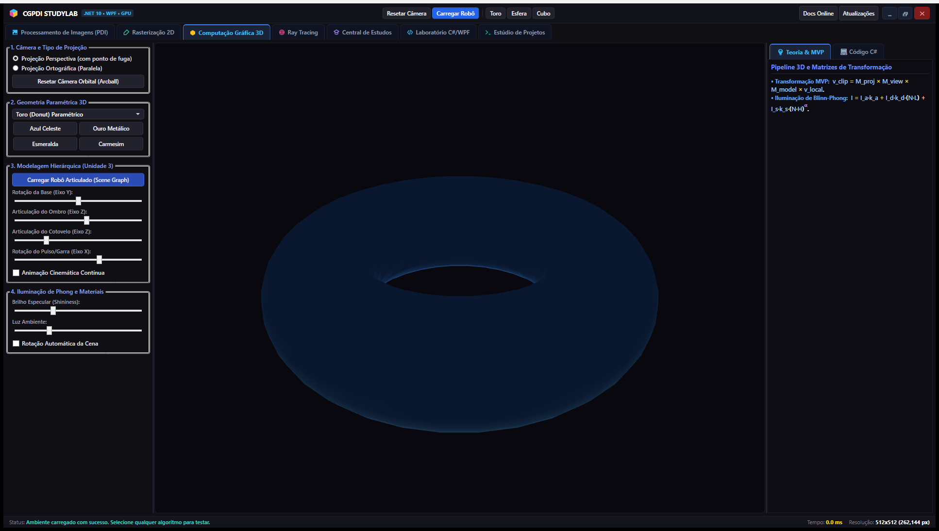 Computação Gráfica 3D — pipeline MVP, renderizador em software e Viewport3D com DirectX